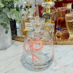 Vintage Hungarian Perfume Bottle with Glass Dauber and Pink Bows